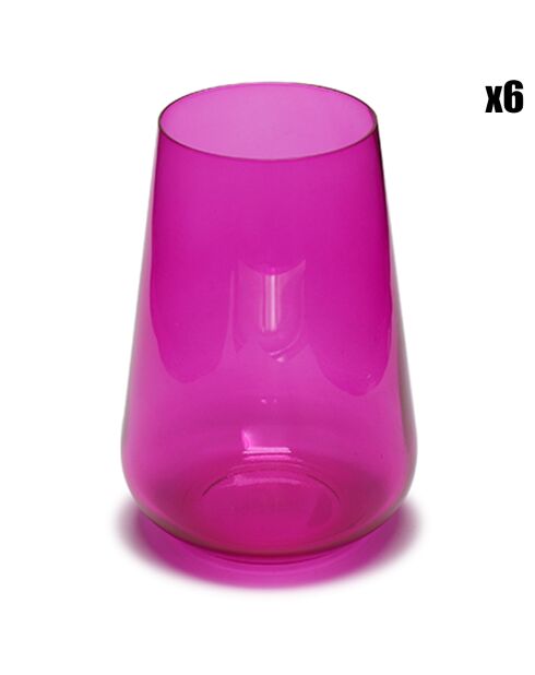 6 Verres à eau magenta - 380ml