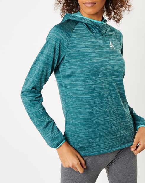 Sweat à capuche Run Easy Warm bleu/vert