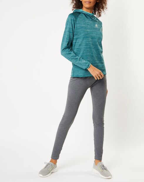 Sweat à capuche Run Easy Warm bleu/vert