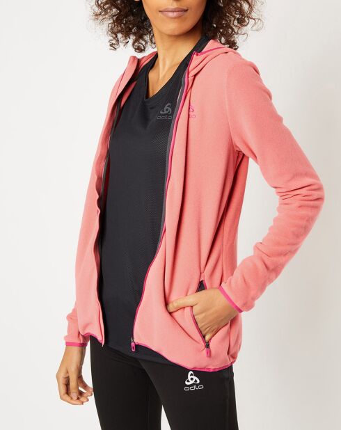 Sweat zippé à capuche Roy saumon