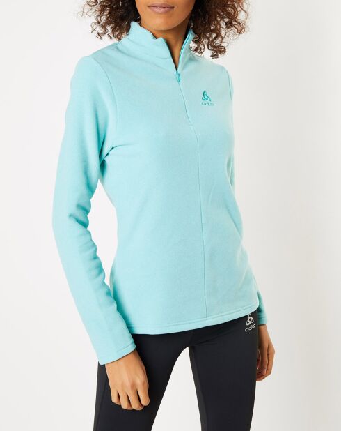 Pull polaire technique col zippé Roy vert/bleu