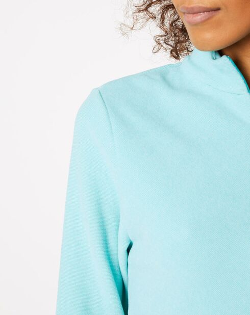 Pull polaire technique col zippé Roy vert/bleu