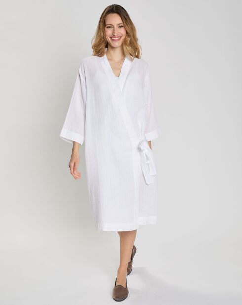 Kimono 100% Gaze de Coton Dili blanc