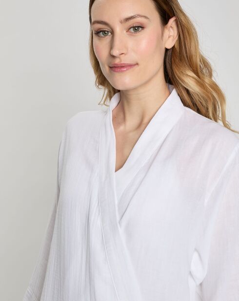 Kimono 100% Gaze de Coton Dili blanc