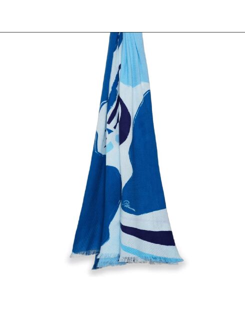 Blaue Stola Calliope aus Bio-Baumwolle - 100x200 cm