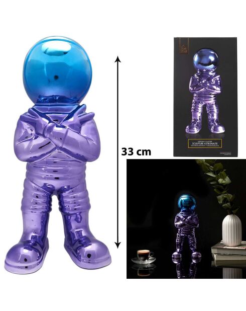 Astronaute Electroplate multicolore/doré - 15.5x11x33 cm