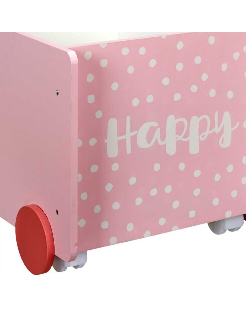 Chariot de rangement rose/blanc - 35x47x47.5 cm