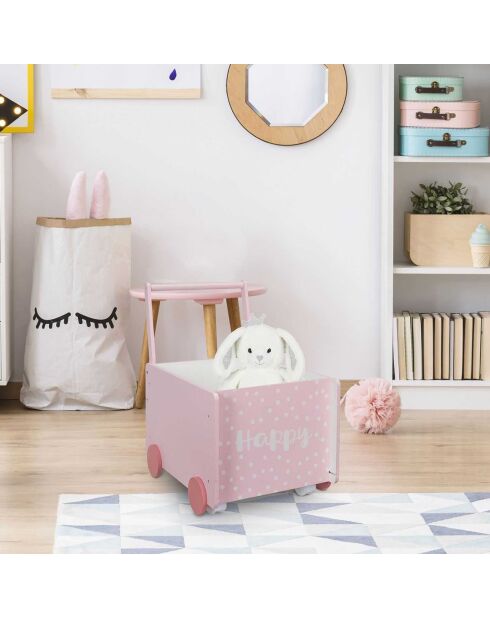 Chariot de rangement rose/blanc - 35x47x47.5 cm