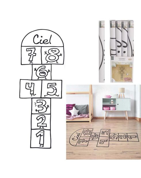 Sticker Marelle sol blanc/noir - 56.5x0.1x148.5 cm