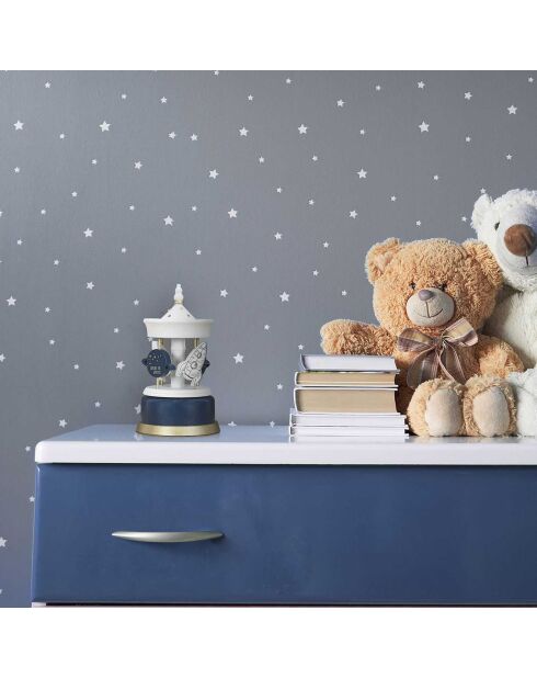 Carrousel Musical blanc/bleu- 11.5x11.5x20.3 cm