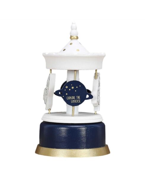 Carrousel Musical blanc/bleu- 11.5x11.5x20.3 cm