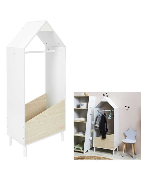 Penderie beige/blanc - 48x30x116 cm