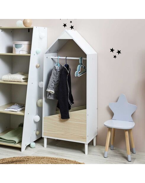 Penderie beige/blanc - 48x30x116 cm