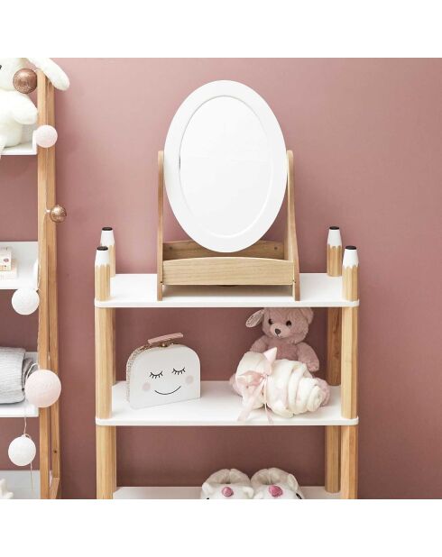 Miroir coiffeuse Bella blanc - 49x32x24 cm