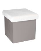 Coffre Pouf pliable imitation fourrure Leo gris - 38x38x38 cm
