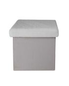 Coffre Pouf pliable imitation fourrure Leo gris - 38x38x38 cm