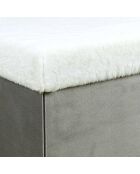 Coffre banc pliable imitation fourrure Leo gris - 77x38x38 cm