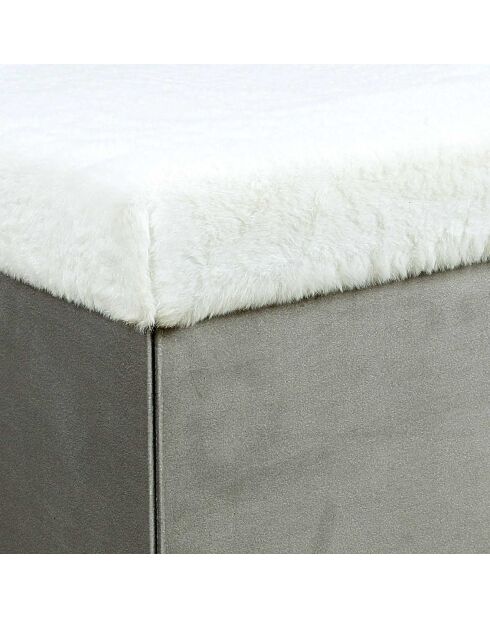 Coffre banc pliable imitation fourrure Leo gris - 77x38x38 cm