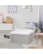 Coffre banc pliable imitation fourrure Leo gris - 77x38x38 cm