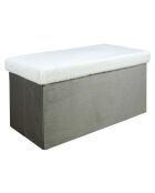 Coffre banc pliable imitation fourrure Leo gris - 77x38x38 cm