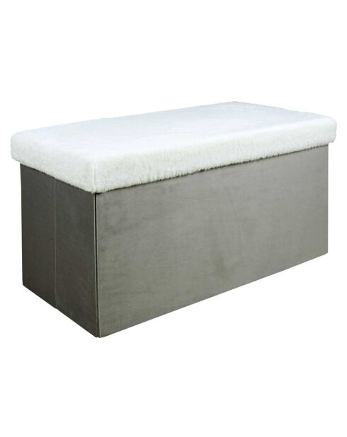 Coffre banc pliable imitation fourrure Leo gris - 77x38x38 cm