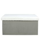 Coffre banc pliable imitation fourrure Leo gris - 77x38x38 cm