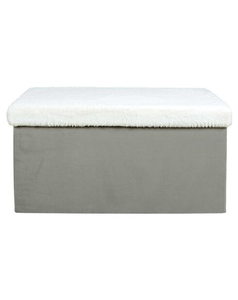 Coffre banc pliable imitation fourrure Leo gris - 77x38x38 cm