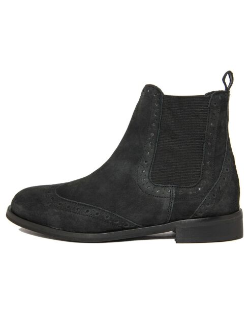 Chelsea Boots en Velours de Cuir Victoire noires