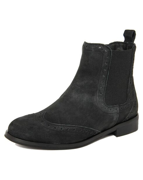 Chelsea Boots en Velours de Cuir Victoire noires