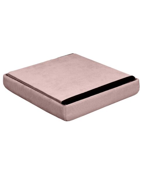 Coffre Pouf pliable velours côtelé Giulia rose poudré - 38x38x38 cm