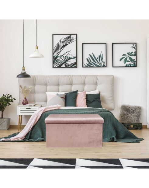 Coffre banc pliable velours cotelé Giulia rose poudré - 77x38x38 cm