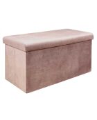 Coffre banc pliable velours cotelé Giulia rose poudré - 77x38x38 cm