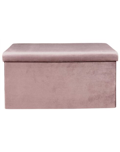 Coffre banc pliable velours cotelé Giulia rose poudré - 77x38x38 cm