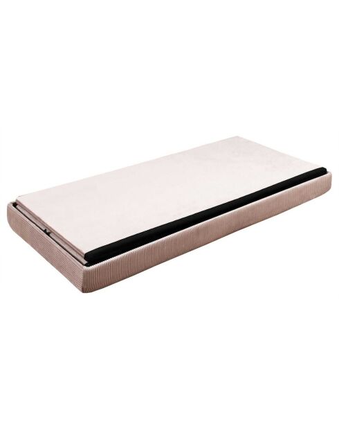 Coffre banc pliable velours cotelé Giulia rose poudré - 77x38x38 cm