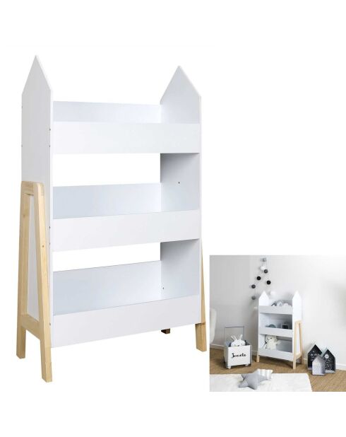 Bibliotheque Gabriel blanc/bois - 60x27x100 cm