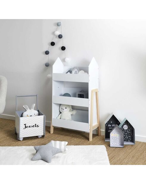 Bibliotheque Gabriel blanc/bois - 60x27x100 cm