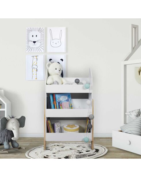 Bibliotheque Gabriel blanc/bois - 60x27x100 cm
