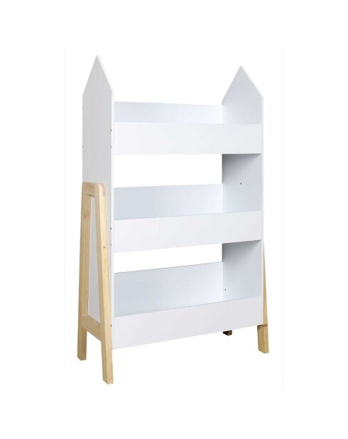 Bibliotheque Gabriel blanc/bois - 60x27x100 cm