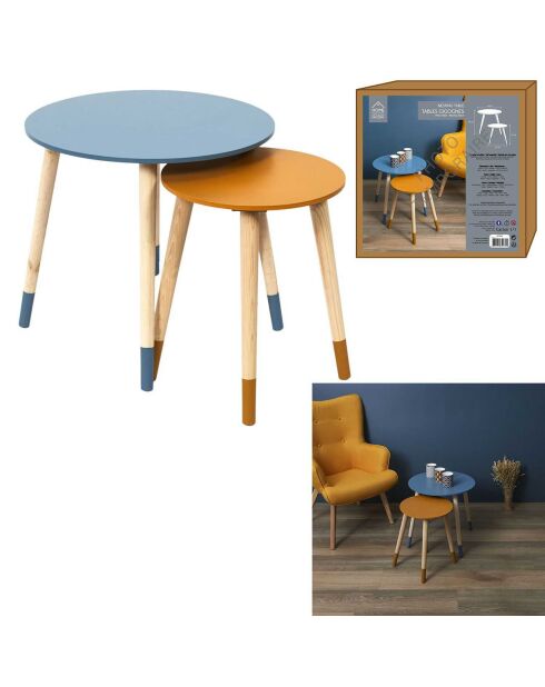2 Tables gigognes bleu/jaune