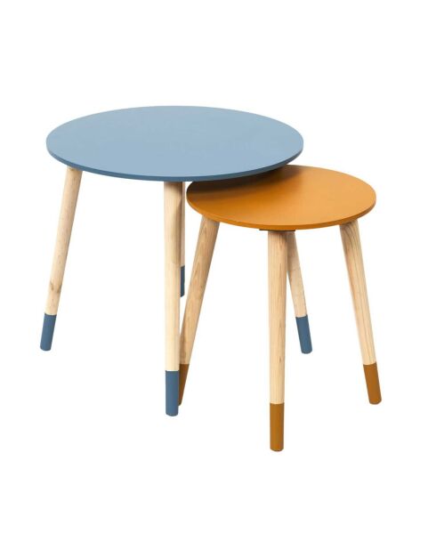 2 Tables gigognes bleu/jaune