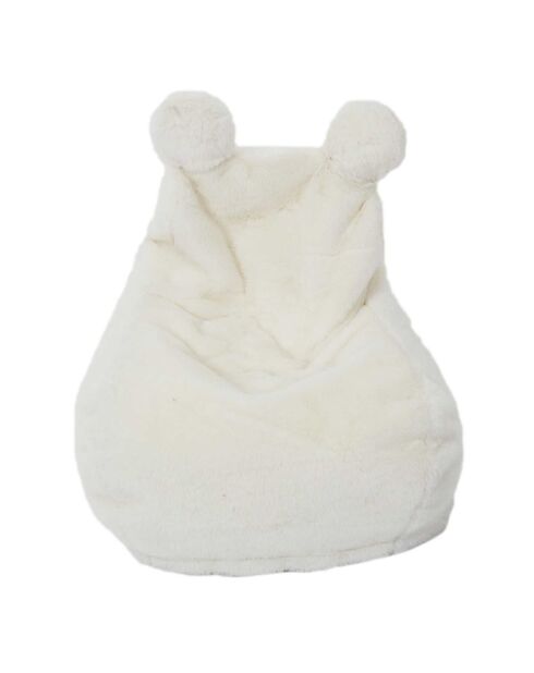 Pouf poire Ted imitation fourrure blanc - 40x50x54 cm