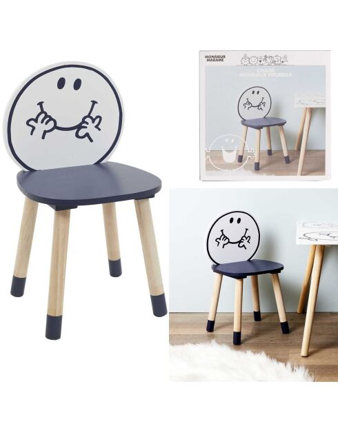 Chaise Monsieur Heureux  bleue - 28x28x52 cm