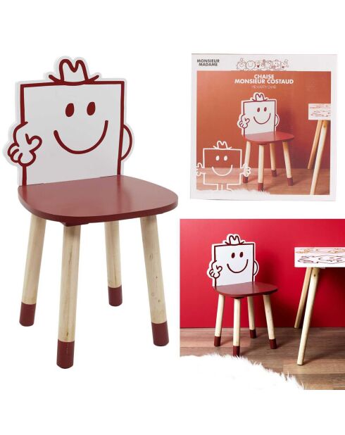Chaise Monsieur Costaud rouge - 28x28x53.5 cm