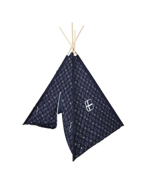 Tipi Monsieur Heureux bleu/blanc - 120x120x160 cm