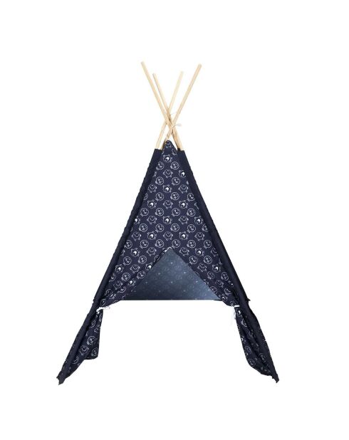 Tipi Monsieur Heureux bleu/blanc - 120x120x160 cm
