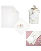 Peluche avec plaid blanche