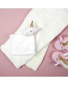 Peluche avec plaid blanche
