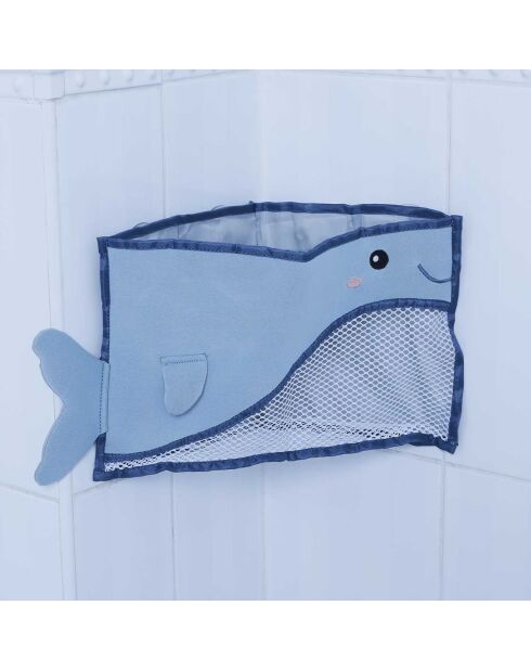 Sac à jouets de bain à ventouses bleu - 36x20x10 cm