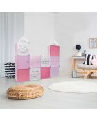 Rangement armoire modulable rose/blanc/gris/violet - 34x32x110 cm