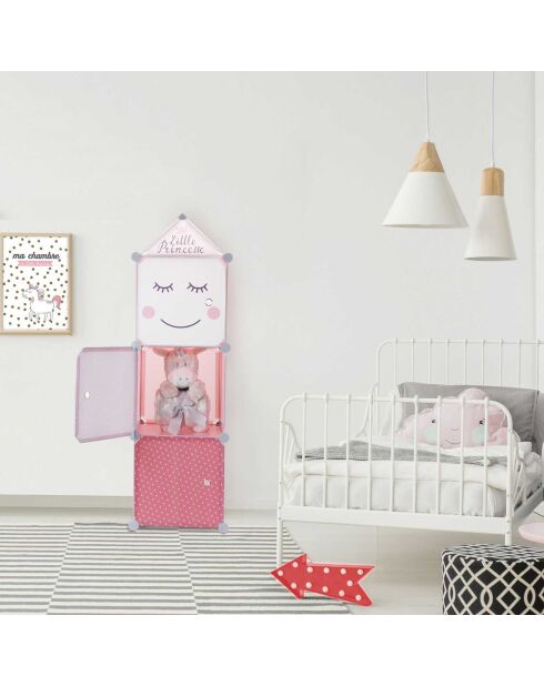 Rangement armoire modulable rose/blanc/gris/violet - 34x32x110 cm